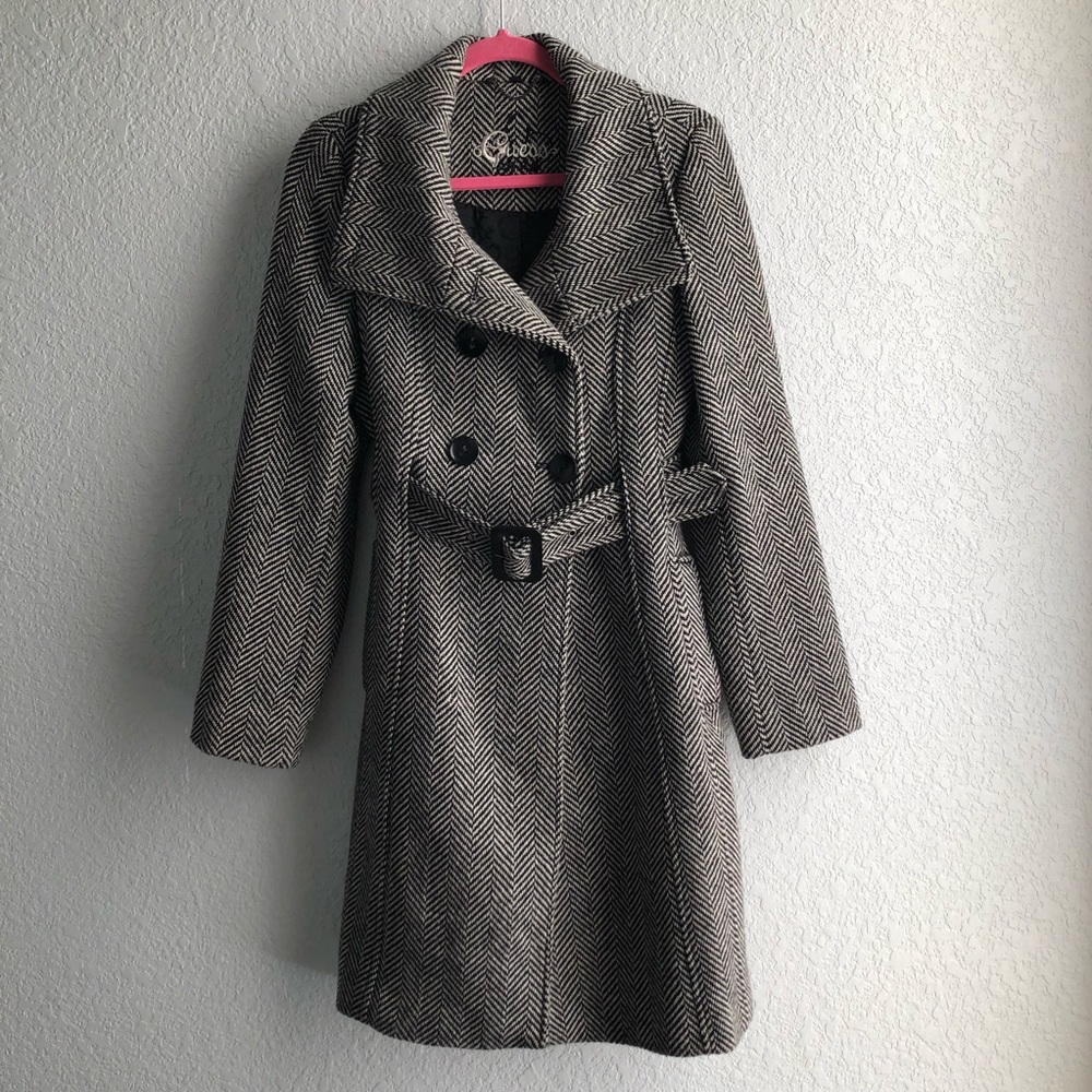 Guess herringbone dress coat